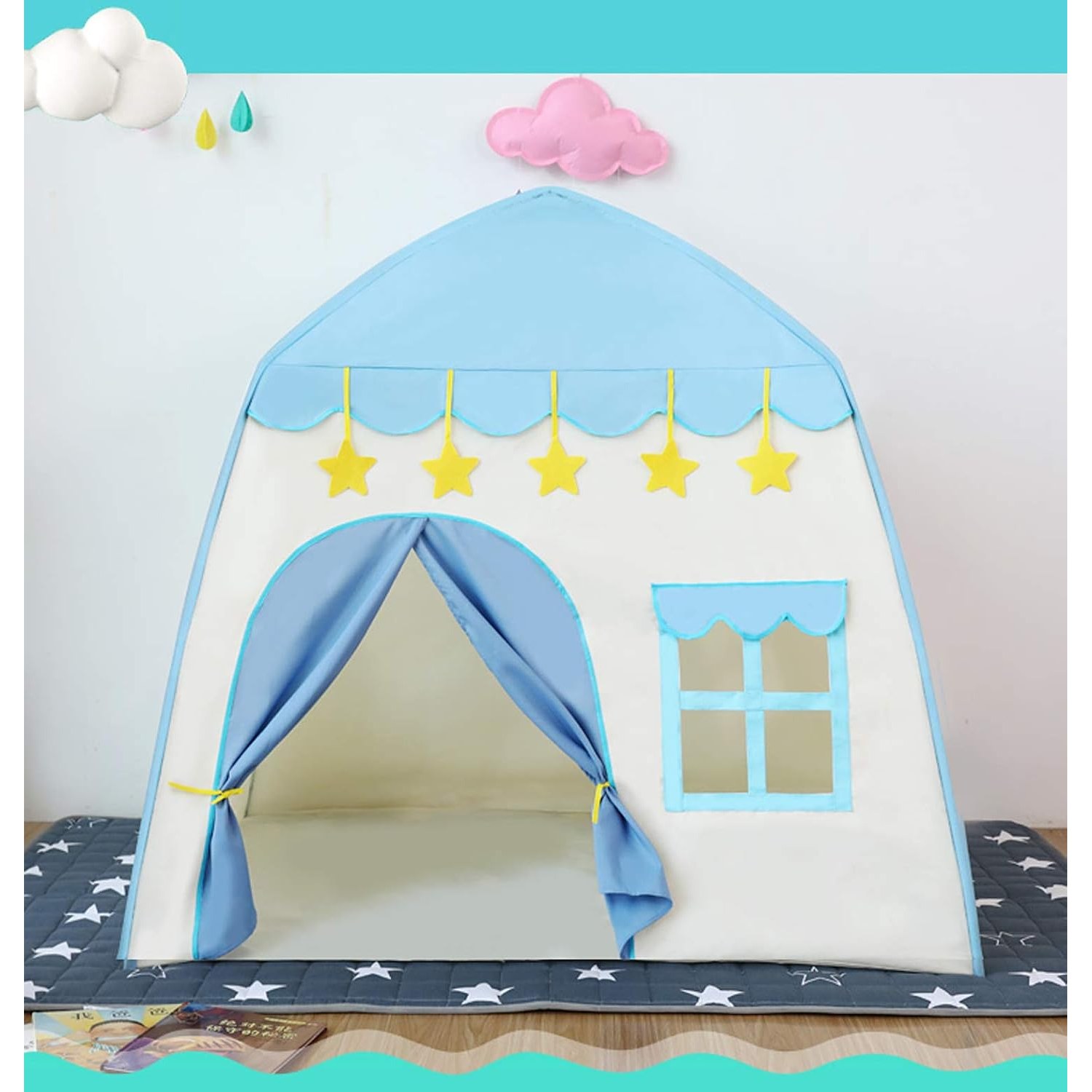 Blue Castle Play Tent with Star Lights and Carry Bag: image 9