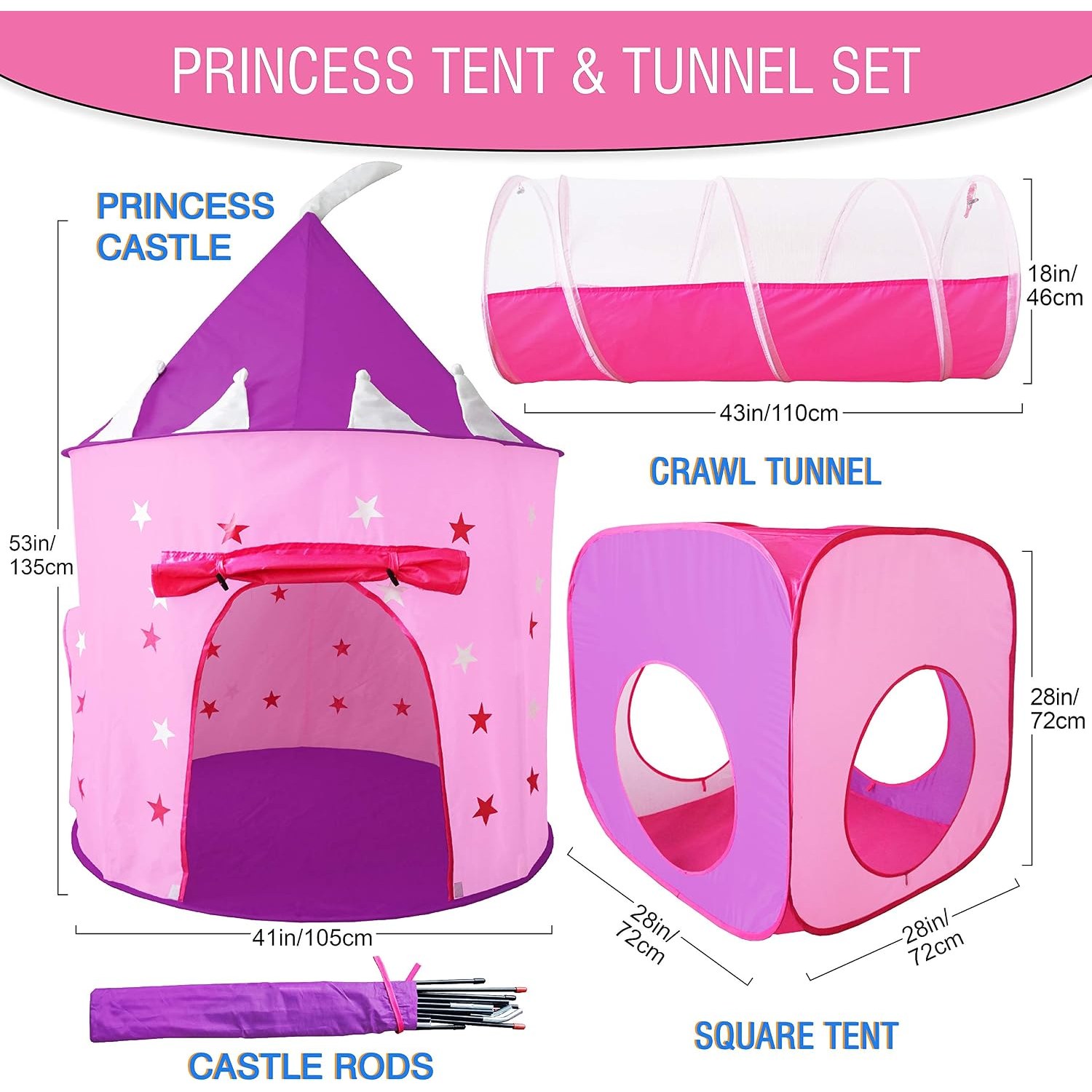 Princess Tent with Tunnel and Dress Up Set: image 2