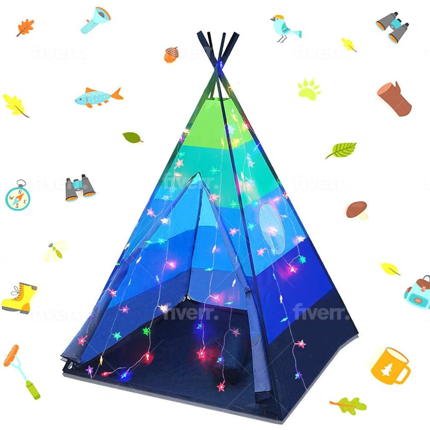 Teepee Play Tent with Star Lights