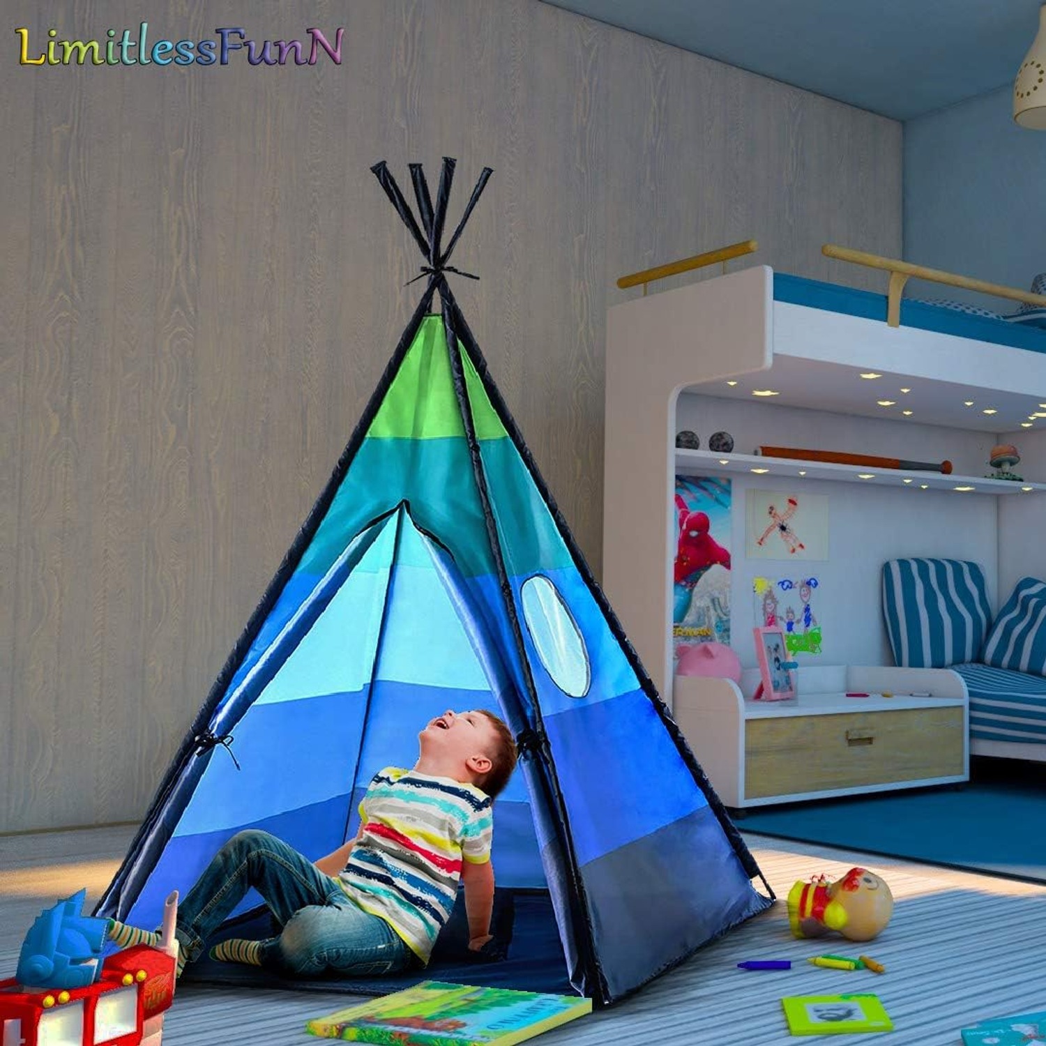 Teepee Play Tent with Star Lights: image 3