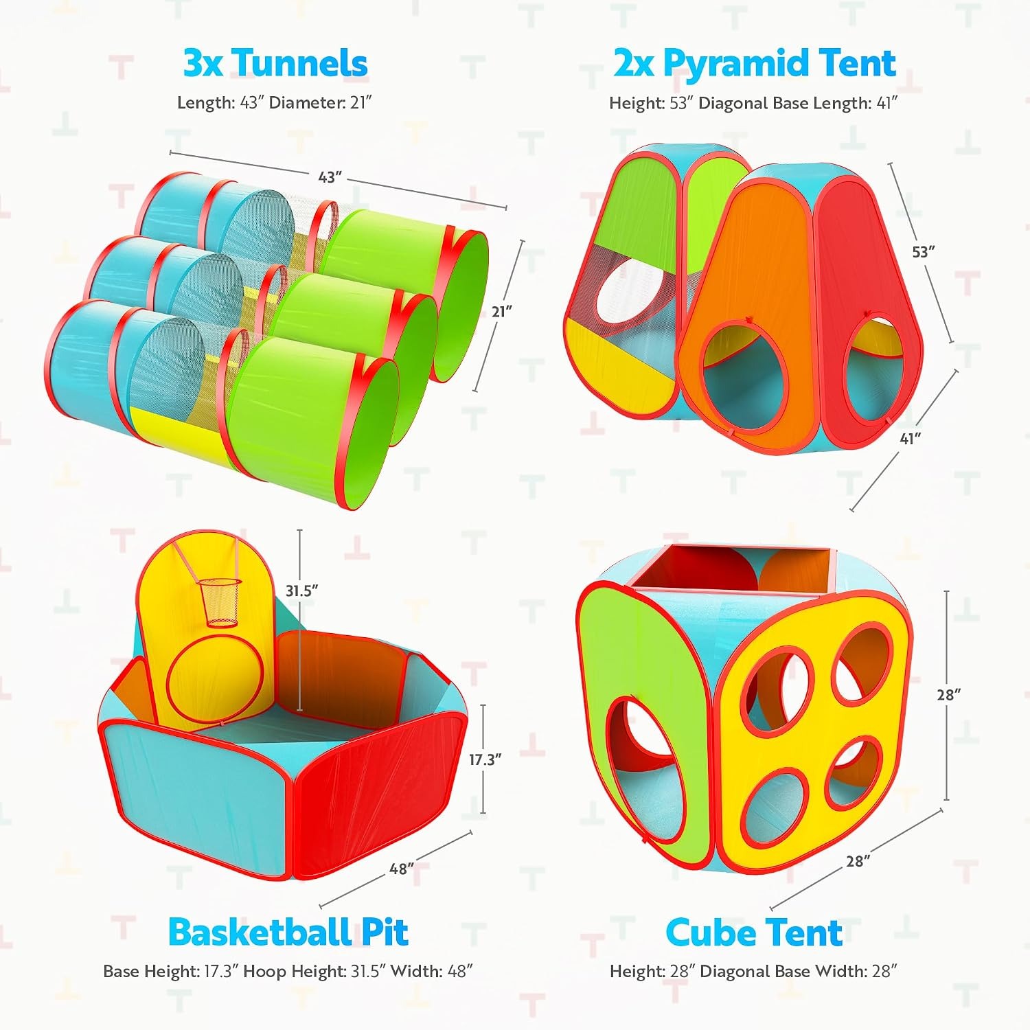 7-Piece Ball Pit Play Tent and Tunnels Set