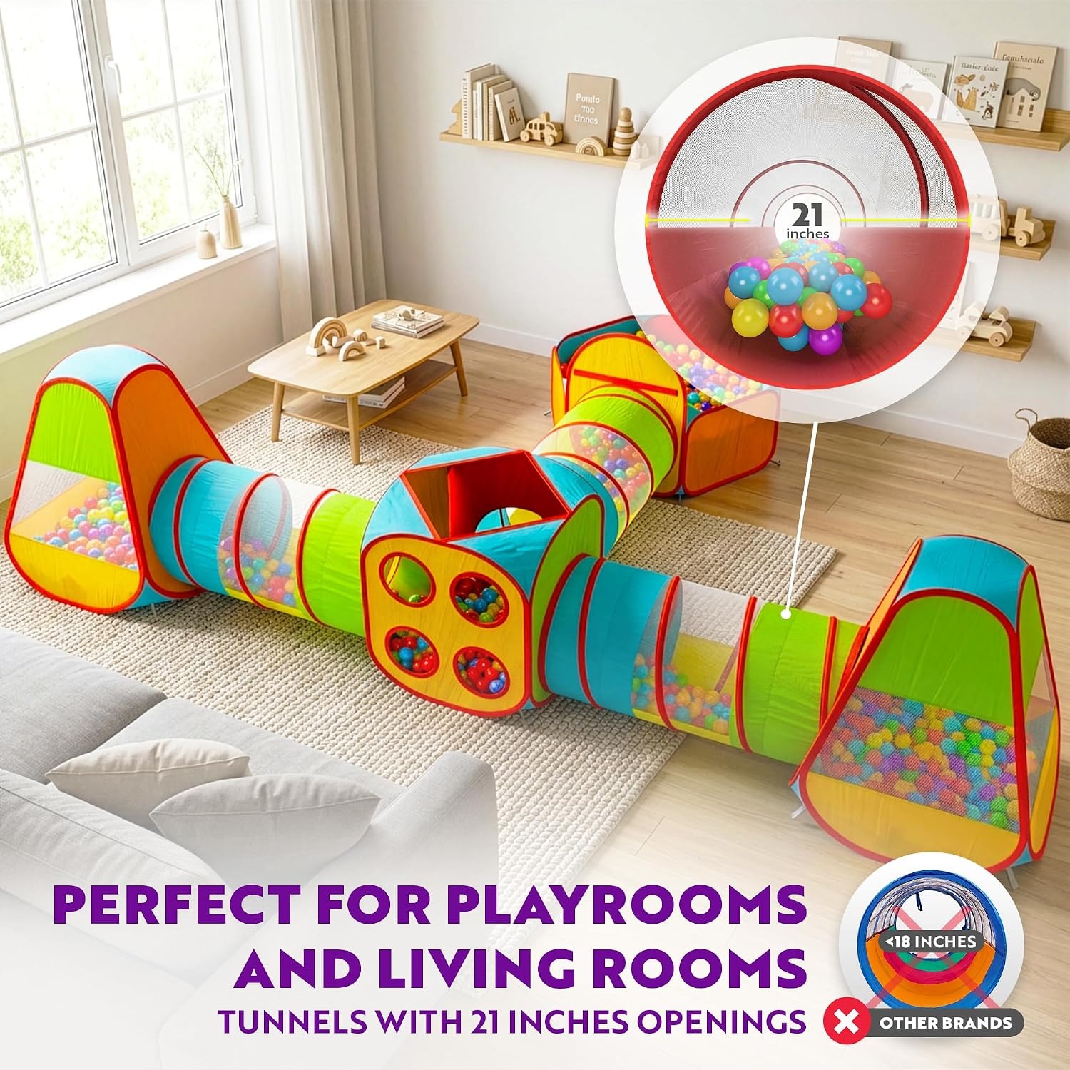 7-Piece Ball Pit Play Tent and Tunnels Set