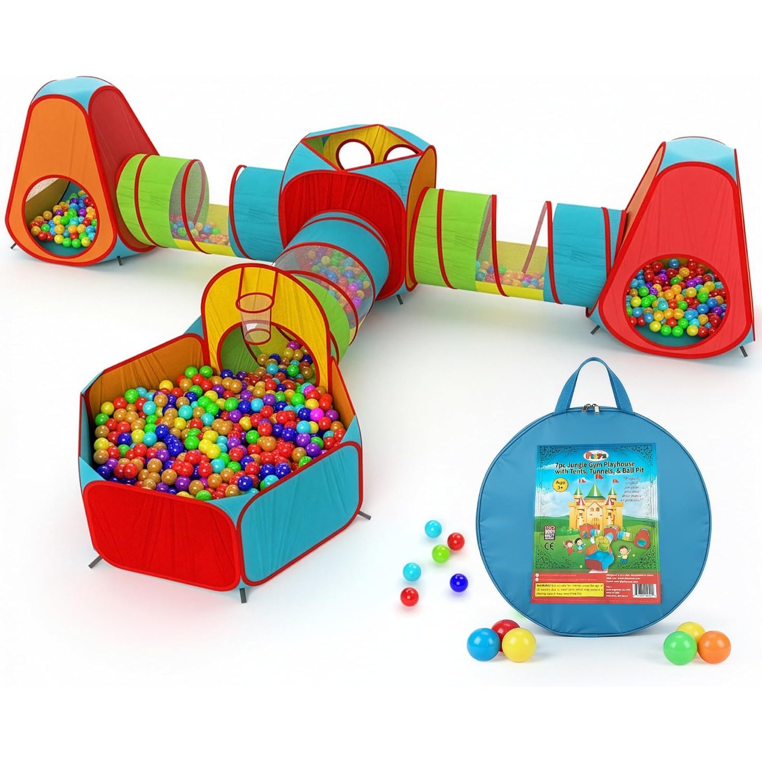 7-Piece Ball Pit Play Tent and Tunnels Set