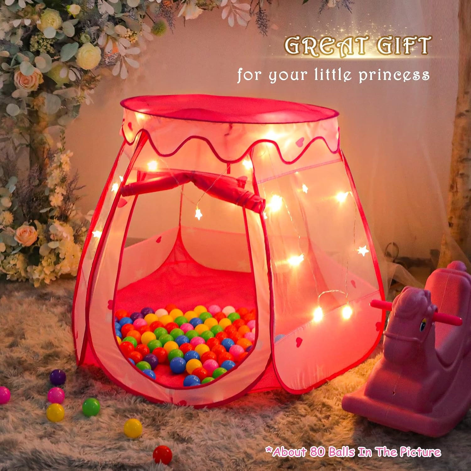 Pop-Up Ball Pit Tent with Star Lights and 50 Balls: image 5