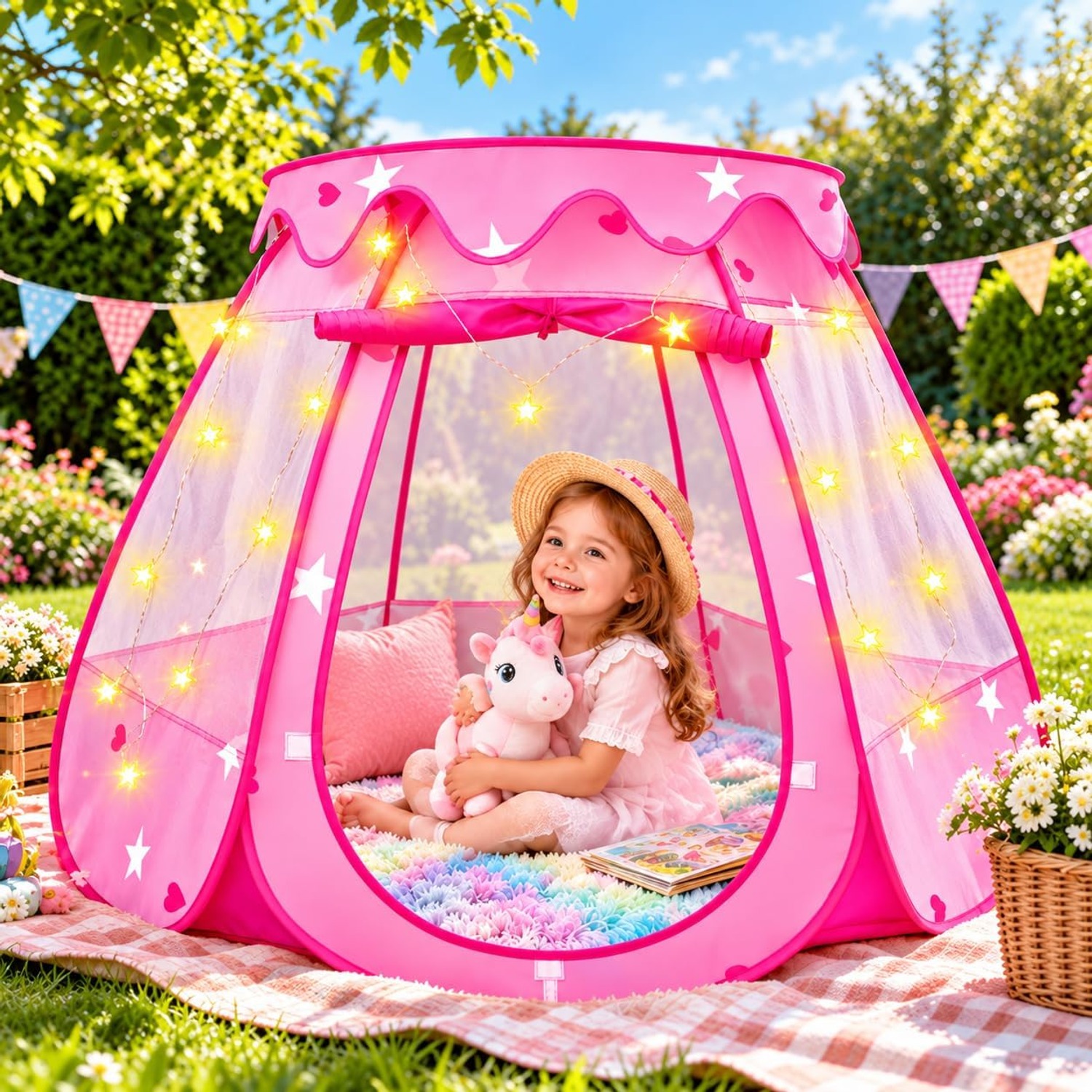 Pop-Up Ball Pit Tent with Star Lights and 50 Balls: image 6