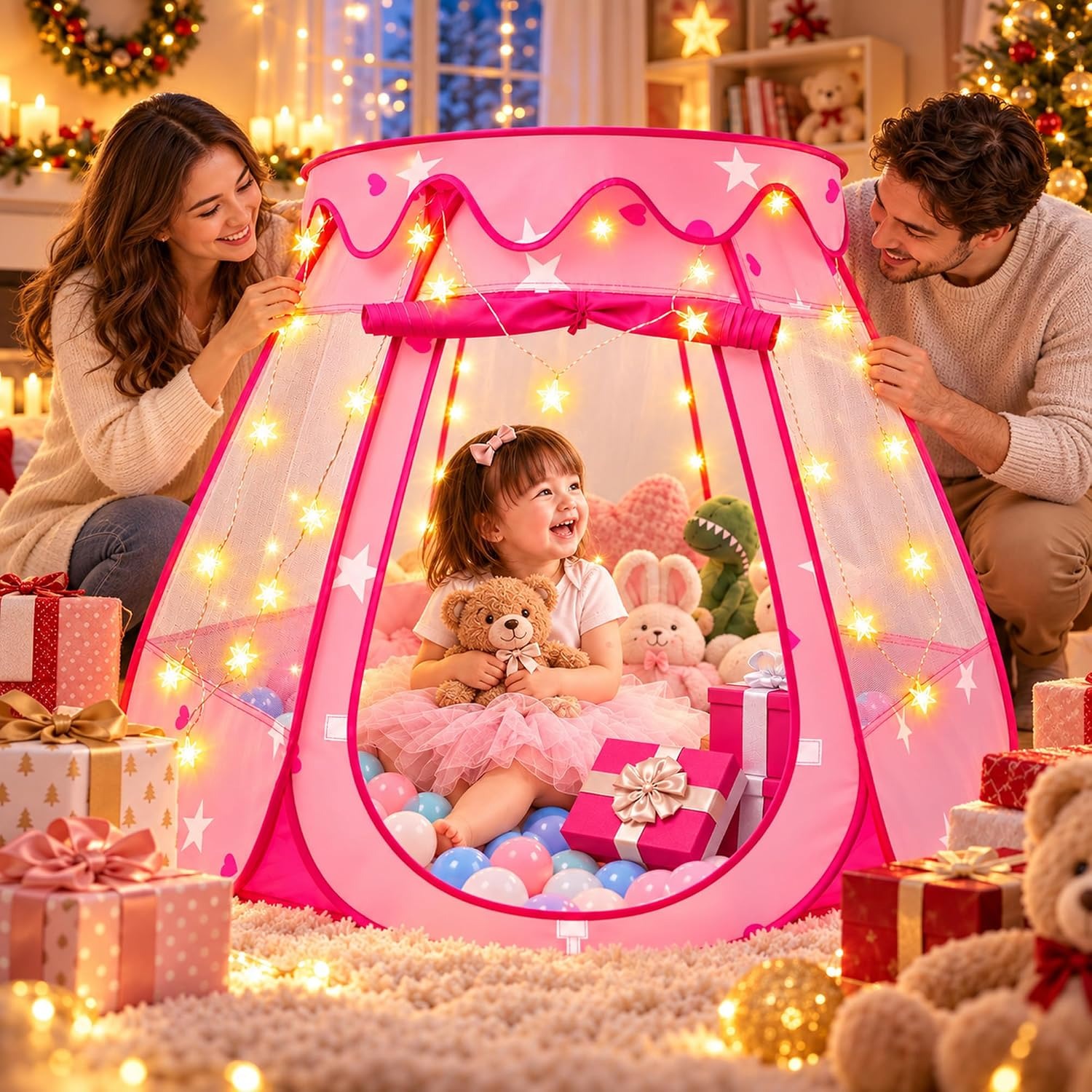 Pop-Up Ball Pit Tent with Star Lights and 50 Balls: image 8