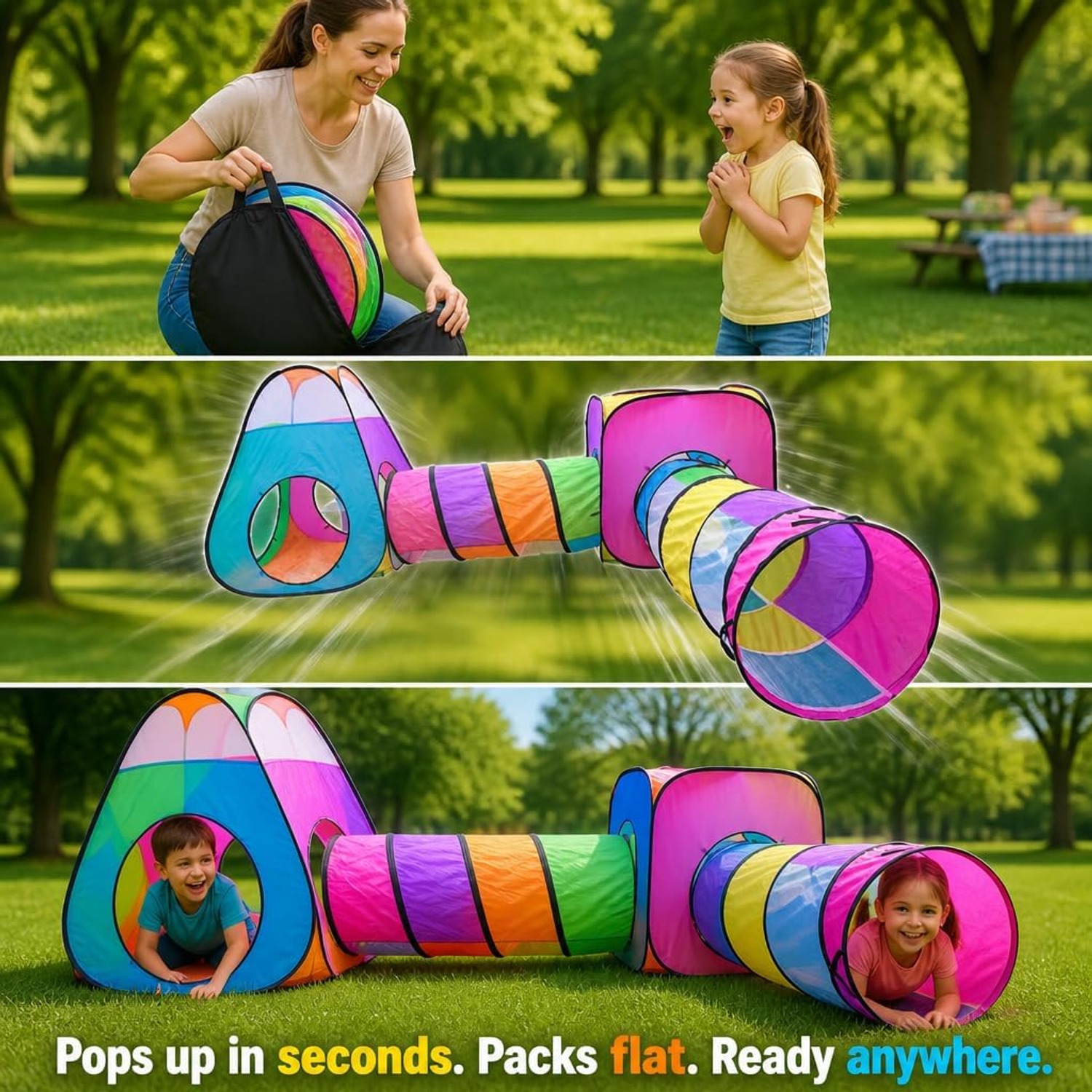 Four in One Play Tent with Tunnels and Ball Pit: image 2
