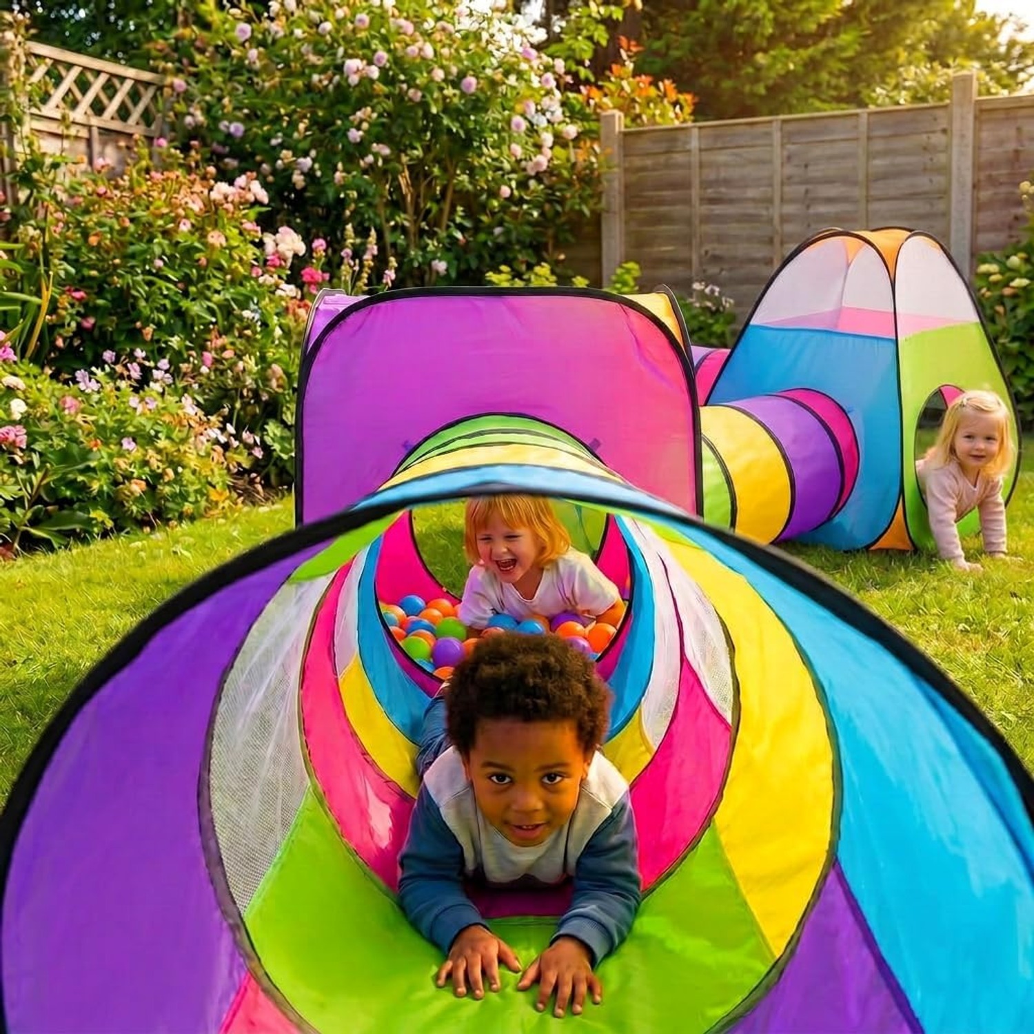 Four in One Play Tent with Tunnels and Ball Pit: image 6