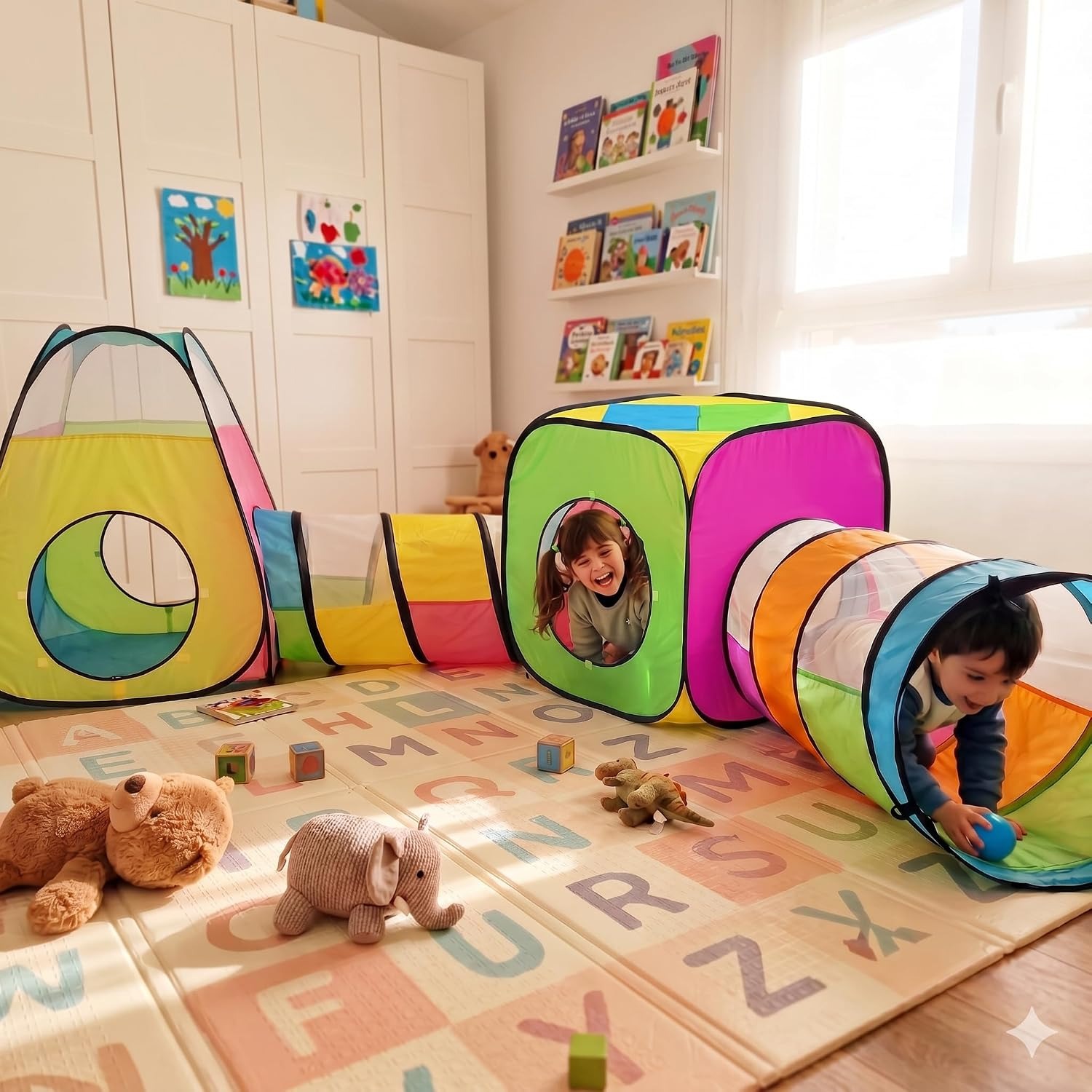 Four in One Play Tent with Tunnels and Ball Pit: image 7