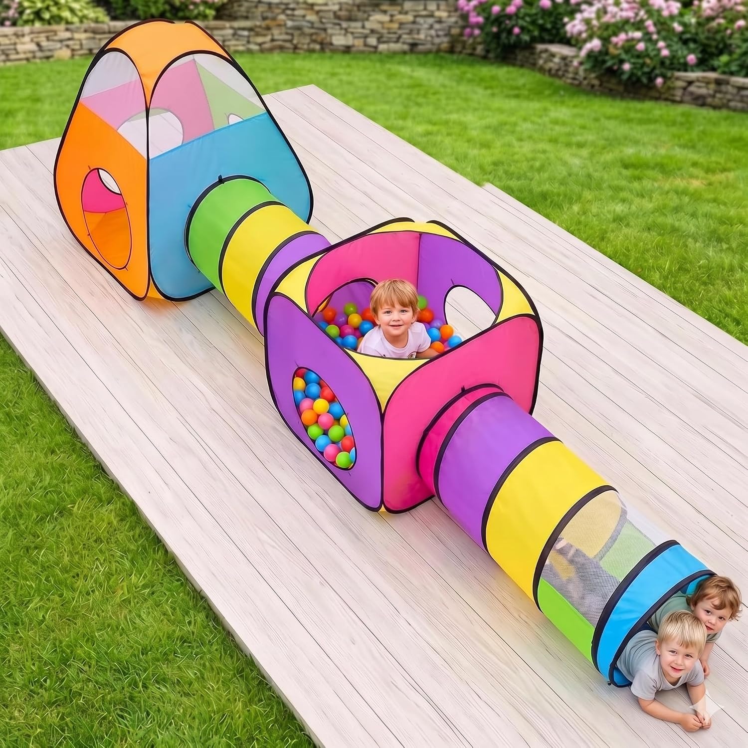 Four in One Play Tent with Tunnels and Ball Pit: image 9