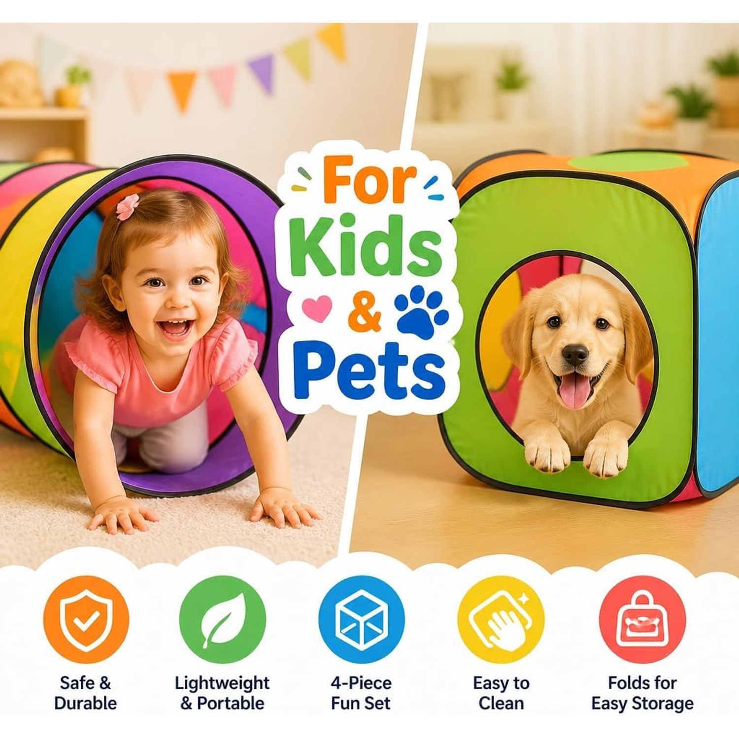 Four in One Play Tent with Tunnels and Ball Pit: image 10